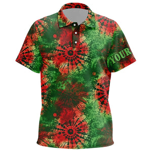 Green and red Christmas tie dye pattern Kid golf polo shirts custom golf tops for Kid NQS6530