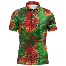 Load image into Gallery viewer, Green and red Christmas tie dye pattern Mens golf polo shirt custom golf tops mens, golfing gifts NQS6530