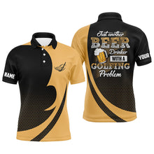 Load image into Gallery viewer, Black and yellow Mens golf polo shirts custom Just another beer drinker with a golfing problem NQS6990