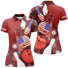 Load image into Gallery viewer, Personalized Christmas American flag Bowling Polo shirt For women custom red bowling team jerseys NQS6805