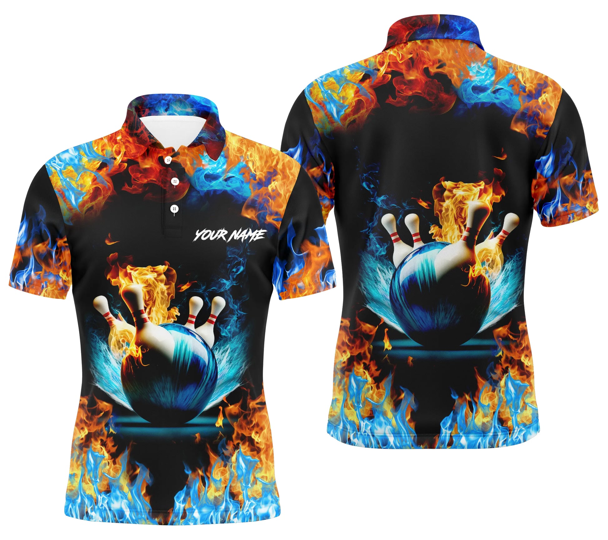 Custom bowling shirt for men – personalized team jersey front view
