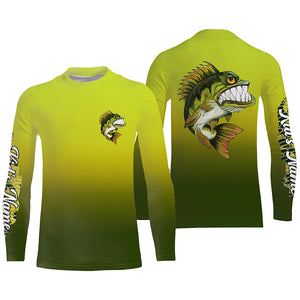 Angry Bass fishing Custom sun protection Long sleeve Fishing Shirts, Bass Fishing Gift for men, women NQS4289