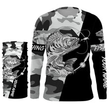 Load image into Gallery viewer, Perch Ice fishing winter camo custom name sun protection long sleeve fishing shirts, Perch jerseys NQS4093