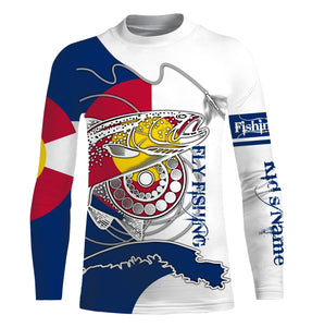 Trouts fly fishing Colorado flag Custom Name UV sun protection UPF 30+ performance fly fishing shirts NQS3580