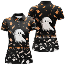 Load image into Gallery viewer, Funny black orange Halloween background women golf polo shirts custom par then boo, unique golf gifts NQS6352