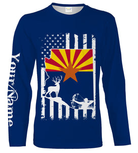 Arizona big game Hunting Bow hunter blue Arizona patriotic Customize Name 3D All Over Printed hunting Shirts NQS2213