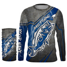 Load image into Gallery viewer, Largemouth bass fishing tattoo Custom Name 3D All over printed Fishing Shirts UV protection UPF 30+, blue lightning fishing jerseys NQS2816