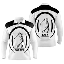 Load image into Gallery viewer, Men golf polo shirts black and white golfer custom name best mens golf wear, gifts for the golfer NQS4721