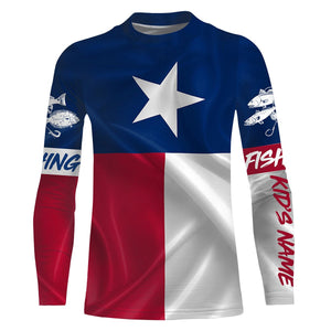 Texas Slam Redfish Puppy Drum, Speckled Trout, Flounder Texas State Flag Customize Name All Over Printed Shirts NQS444