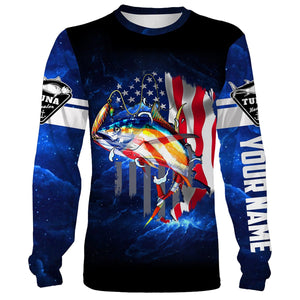 Tuna Fishing 3D American Flag patriotic Customize name All over print shirts NQS447