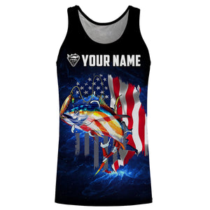 Tuna Fishing 3D American Flag patriotic Customize name All over print shirts NQS447