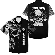 Load image into Gallery viewer, Bowling Hawaiian Shirt custom name and team name Skull Bowling, team bowling shirts | White NQS4553