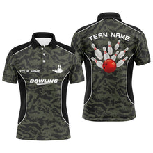 Load image into Gallery viewer, Mens polo bowling shirts Custom bowling ball and pins camo Bowling Team Jersey for men NQS5248