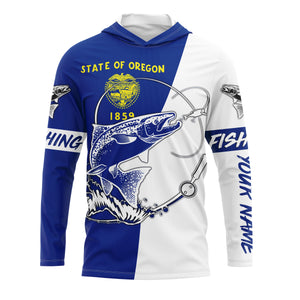 Salmon fishing in Oregon performance UV protection custom name long Sleeve fishing tournament shirts NQS3615