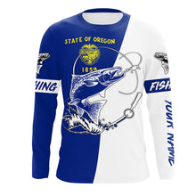 Load image into Gallery viewer, Salmon fishing in Oregon performance UV protection custom name long Sleeve fishing tournament shirts NQS3615