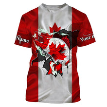 Load image into Gallery viewer, Walleye fishing shirts Canadian flag patriot UV protection Customize name long sleeves fishing shirts NQS4567