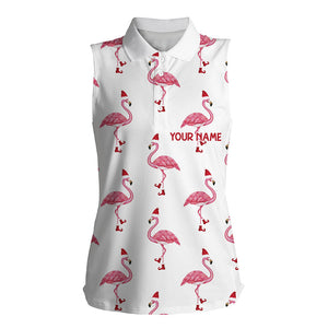 Womens sleeveless golf polos shirt custom Christmas Winter flamingo Santa golf polos shirt for ladies NQS6650