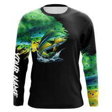 Load image into Gallery viewer, Mahi mahi fishing green scales Custom UV protection performance long sleeve tournament fishing jerseys NQS7317