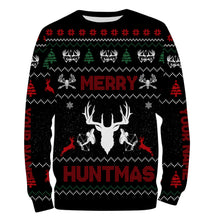 Load image into Gallery viewer, Deer hunter Merry huntmas custom funny ugly Christmas sweatshirt all over printed shirts, hunter gift NQS4174