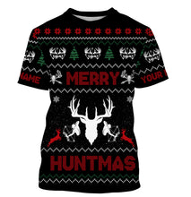 Load image into Gallery viewer, Deer hunter Merry huntmas custom funny ugly Christmas sweatshirt all over printed shirts, hunter gift NQS4174