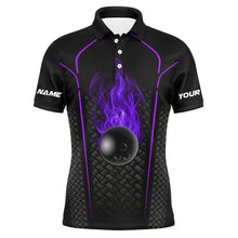 Load image into Gallery viewer, Bowling ball fire black custom polo Bowling Jersey 3D Bowling Team Shirt For men | Purple NQS7053