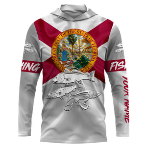 Inshore Slam Snook, Redfish,Trout fishing Florida Flag Custom fishing apparel NQS1470