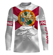 Load image into Gallery viewer, Inshore Slam Snook, Redfish,Trout fishing Florida Flag Custom fishing apparel NQS1470