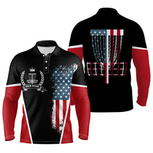 Load image into Gallery viewer, American flag Disc golf basket patriotic Men polo shirts  custom name disc golf shirt for mens NQS4997