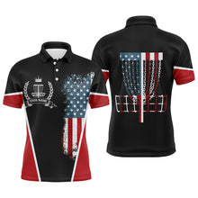 Load image into Gallery viewer, American flag Disc golf basket patriotic Men polo shirts  custom name disc golf shirt for mens NQS4997