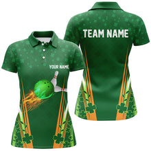 Load image into Gallery viewer, Green shamrock lucky Women bowling polo shirt Custom St Patrick Day team league bowling jerseys NQS7175