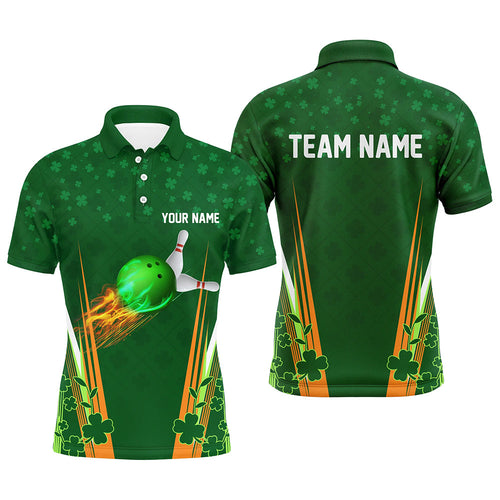 Green shamrock Mens polo bowling shirts Custom St Patrick Day team league bowling jerseys NQS7175