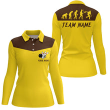 Load image into Gallery viewer, Personalized evolution Bowling Polo shirt For Women custom retro bowling team jerseys | Yellow NQS6890