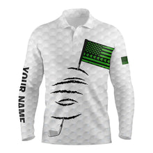 Load image into Gallery viewer, Personalized white golf polos shirt for men St Patrick's Day American flag custom gift for golf lovers NQS7067