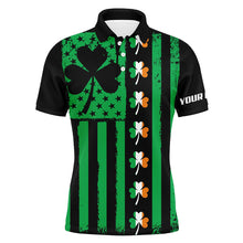 Load image into Gallery viewer, St Patrick day American flag green clover Mens golf polo shirt, custom best mens golf wear golf gifts NQS7072