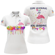 Load image into Gallery viewer, Womens golf polo shirt custom some grandmas knit real grandmas play golf flamingo gift for grandmas NQS5323