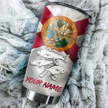 Load image into Gallery viewer, 1PC Pompano, Redfish,Trout fishing tumbler Florida State Flag Customize name Stainless Steel Tumbler Cup Personalized Fishing gift fishing team - NQS875