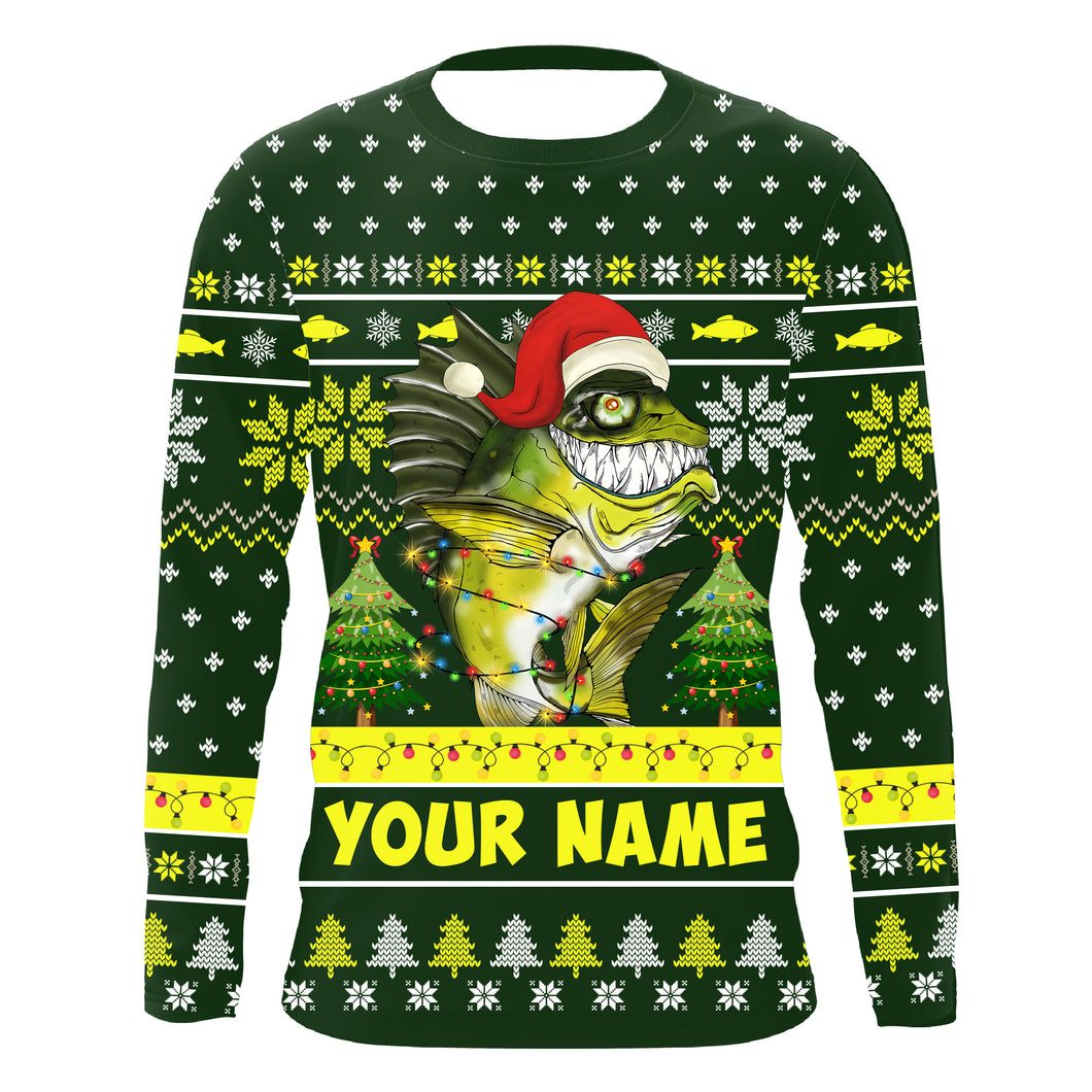 Funny Bass fishing custom name fishing ugly Christmas sweatshirt, Long sleeve Hooded, Christmas gifts NQS4210