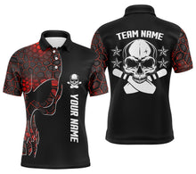 Load image into Gallery viewer, Custom Red camo bowling shirt for men – personalized team jersey front view