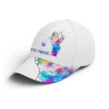 Load image into Gallery viewer, Women Golfer hat custom name multi-color white golf hats Unisex Baseball women golf hats, golfing gift NQS5061