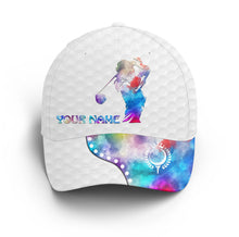 Load image into Gallery viewer, Women Golfer hat custom name multi-color white golf hats Unisex Baseball women golf hats, golfing gift NQS5061