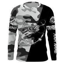 Load image into Gallery viewer, Ice fishing walleye winter camo custom name sun protection long sleeve fishing shirts, walleye jerseys NQS3838
