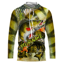 Load image into Gallery viewer, Personalized Yellow perch Fishing jerseys, perch scales long sleeve fishing shirts uv protection NQS3846