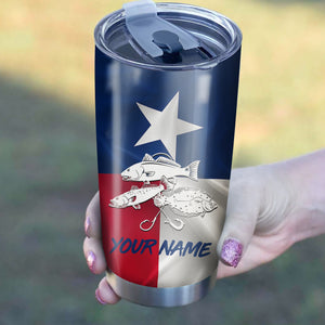 1PC Texas Slam Redfish Puppy Drum, Speckled Trout, Flounder Customize name Stainless Steel Fishing Tumbler Cup Personalized Fishing gift fishing team - NQS758