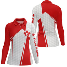 Load image into Gallery viewer, Canadian flag white golf ball skin Womens golf polo shirts custom name patriotic womens golf clothes NQS6742