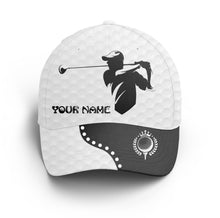 Load image into Gallery viewer, Golfer hat custom name black &amp; white golf hats Unisex Baseball mens golf hats NQS3381