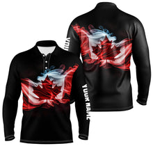 Load image into Gallery viewer, Mens golf polo shirts custom smoke Canadian flag patriotic black golf tops for mens, golfing gifts NQS6485