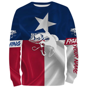 Largemouth Bass fishing Tattoo Texas Flag custom name 3D All Over print fishing apparel NQS412