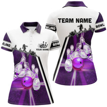 Load image into Gallery viewer, Purple galaxy light bowling ball pins custom Women bowling Polo Team League jerseys, bowling gifts NQS6768