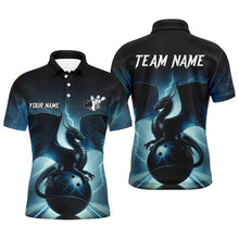 Load image into Gallery viewer, Dark Blue Lightning Thunder Custom Dragon Mens Bowling polo shirts, Team Bowling League Jerseys NQS7228