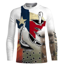 Load image into Gallery viewer, Texas Slam Redfish, Trout, Flounder fish hook Custom Texas patriotic Shirts, Long Sleeve performance Fishing Shirts NQS2048